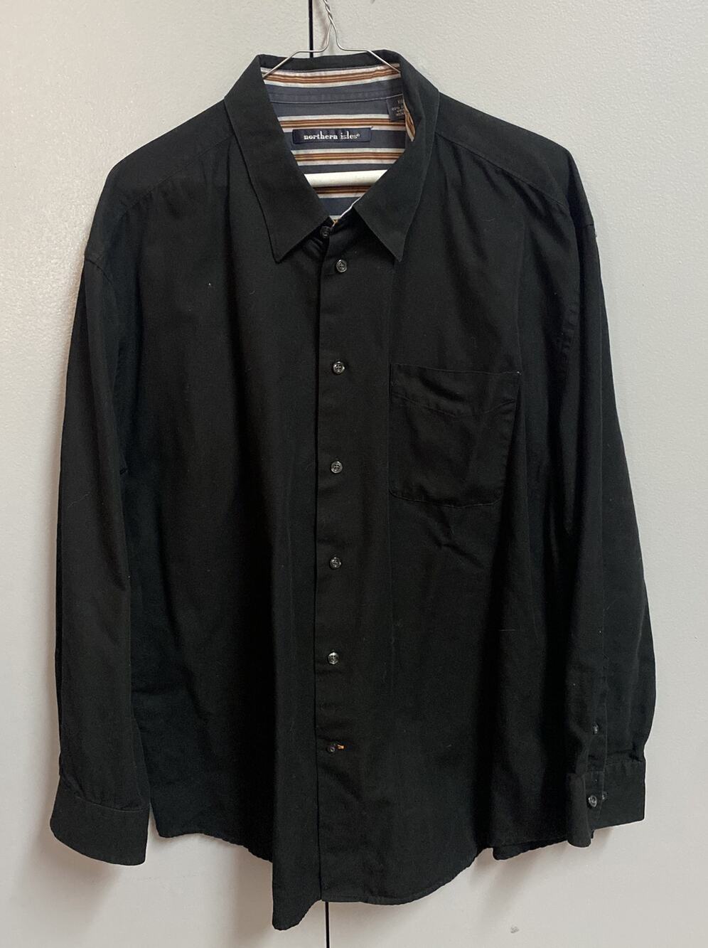 Nothern Isles Mens XXL Black Long Sleeve Dress Shirt